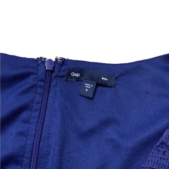 GAP | Knit Blue Dress Size 6 Elastic Waist Two Layer Cotton Blend - Picture 9 of 11